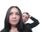 Dark Haired Teenager Takes On Two Cocks At Once